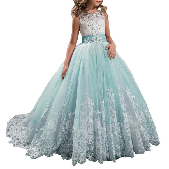 6T NWOT Mint Green and White Lace Applique Princess Style Christmas Dress - Picture 14 of 17